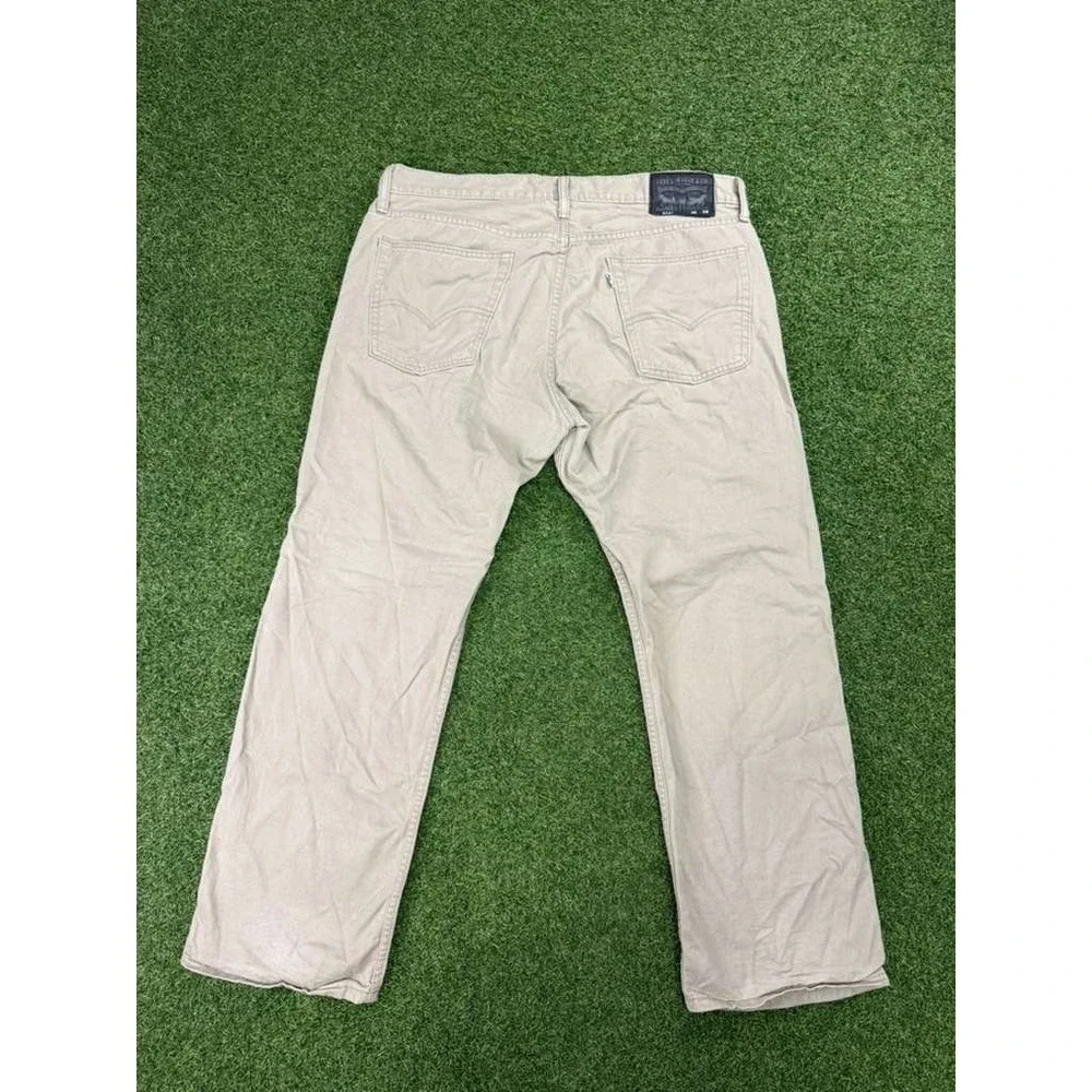 Levi's 514 Straight Leg Jeans‎ Mens 36x29 Beige Denim Patch Logo Streetwear